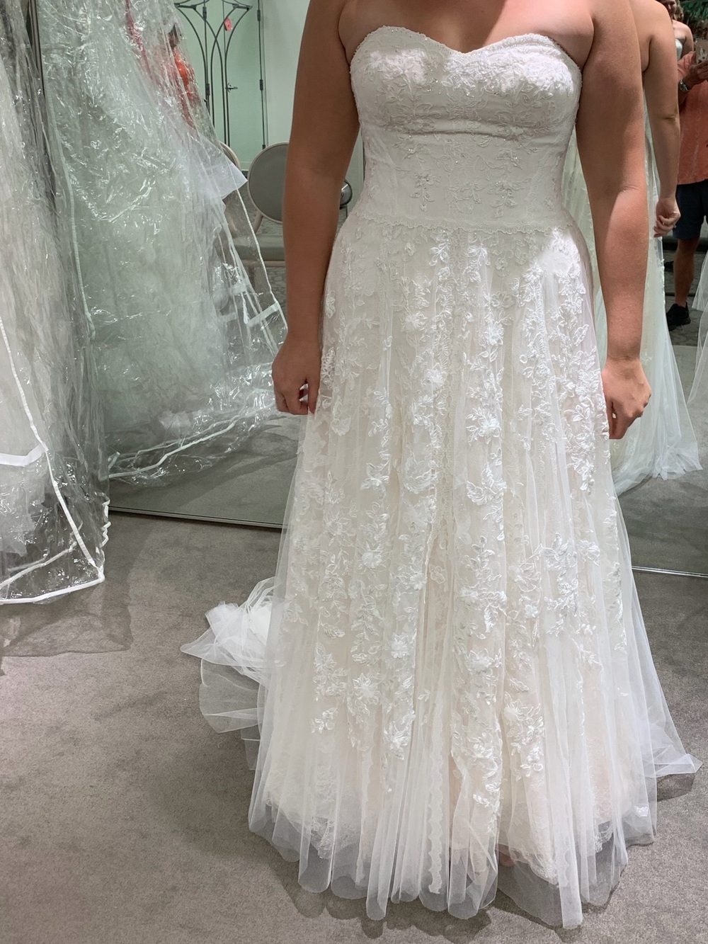 Melissa Sweet - Strapless Lace Appliqué Bridal Gown - ivory blush